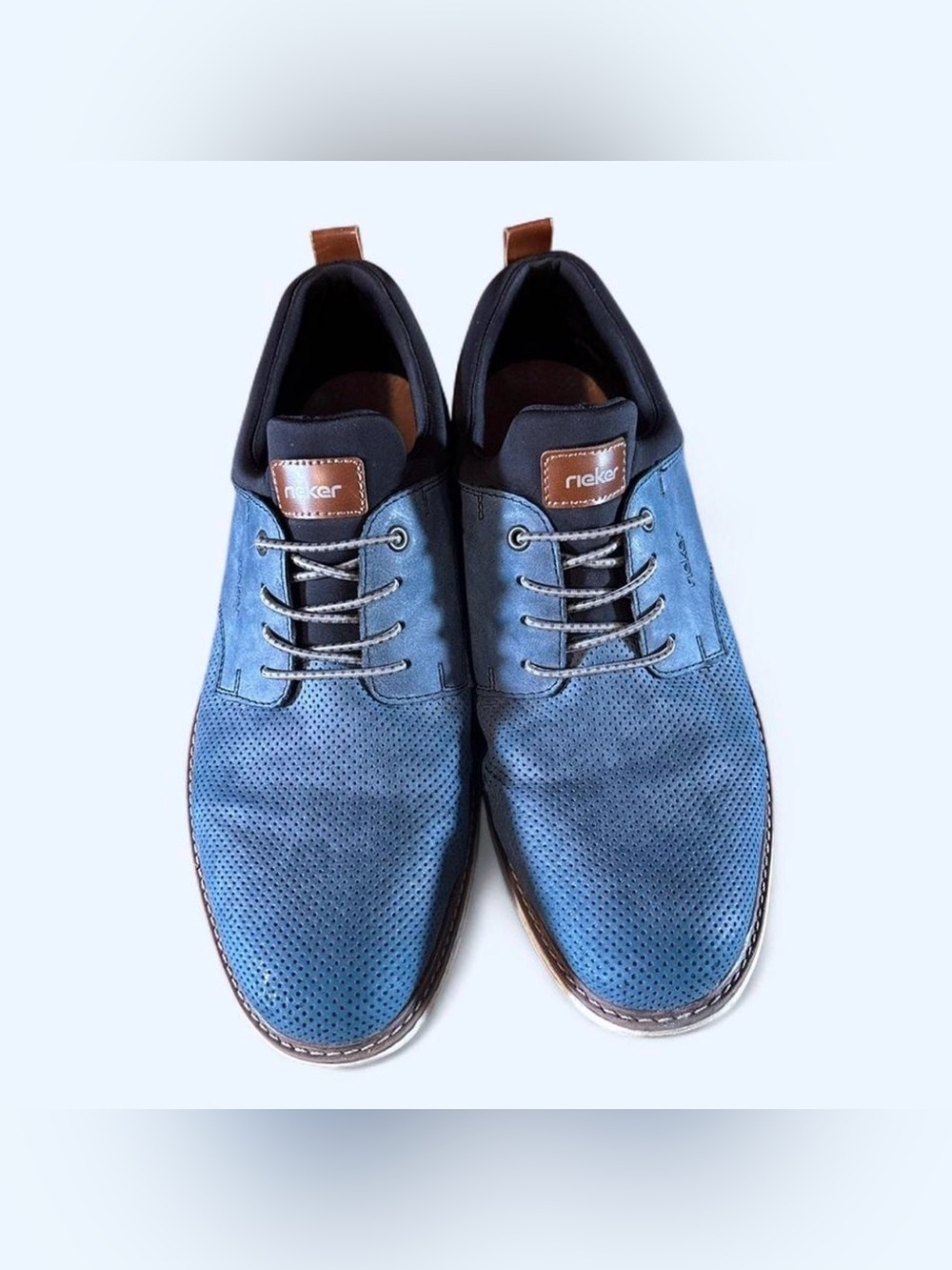 Rieker Dustin Blue Leather Loafers Comfort Slip On Shoes Men’s EU 46 US 12 - Picture 3 of 6